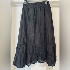 Choices Vintage Beaded Boho Festival Hippie Black Maxi Skirt Size Medium Petite